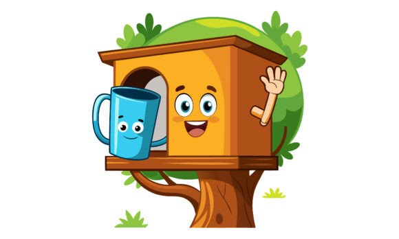 Animated House and Mug Characters