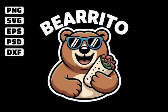 Bearrito Svg, Kawaii Bear Clipart Design