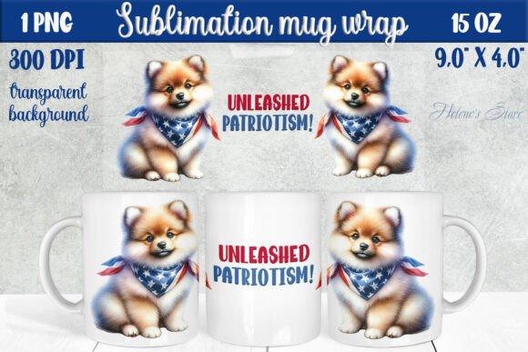 Cute American Dog Mug Wrap 15oz