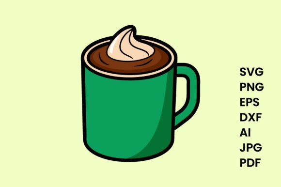 Green Mug of Hot Chocolate with Topping