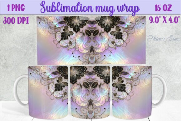 Lilac Floral Pearl Mug Wrap 15oz