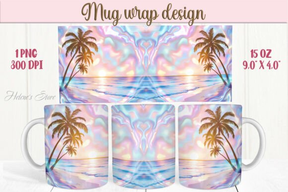 Palm Tree Summer Beach Mug Wrap 15oz