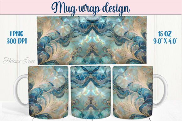 Sea Life Patterns Mug Wrap 15oz
